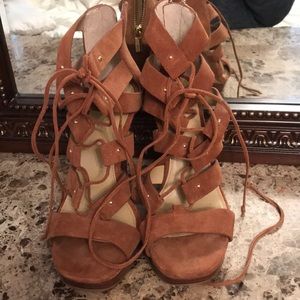 Michael Kors tan lace up heels/sandals